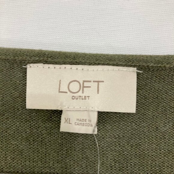 New LOFT size XL Green/Gray V Neck Soft Lightweight Knit Pullover Sweater - Picture 2 of 9